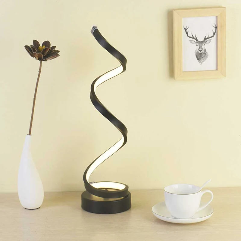 Marble base of spiral table lamp with adjustable lighting