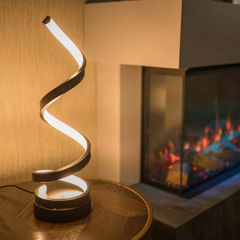 Marble base of spiral table lamp with adjustable lighting