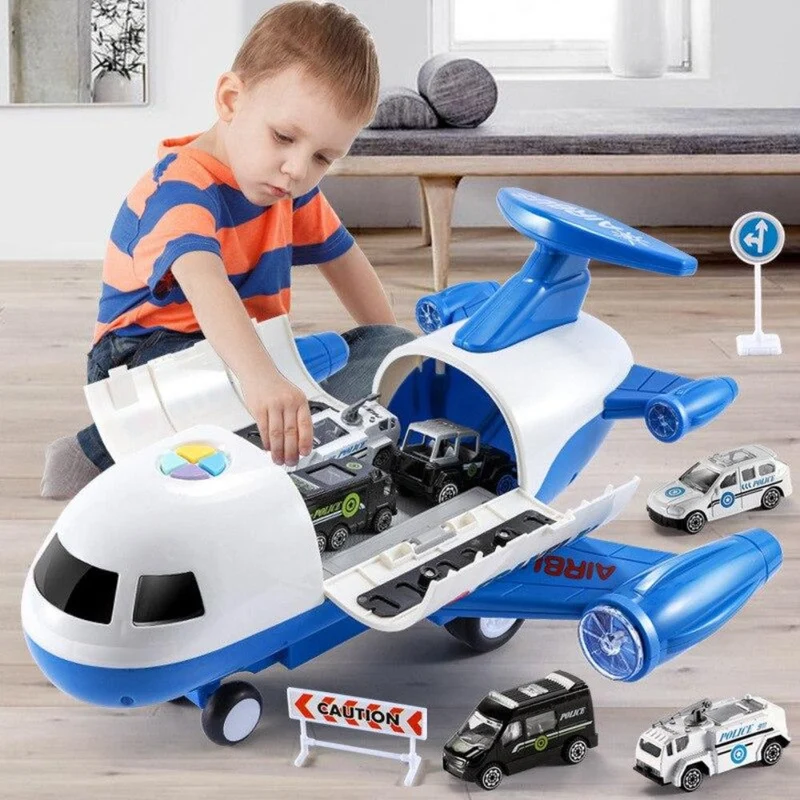 Interactive Transporter Airplane Set with 6 Construction Trucks