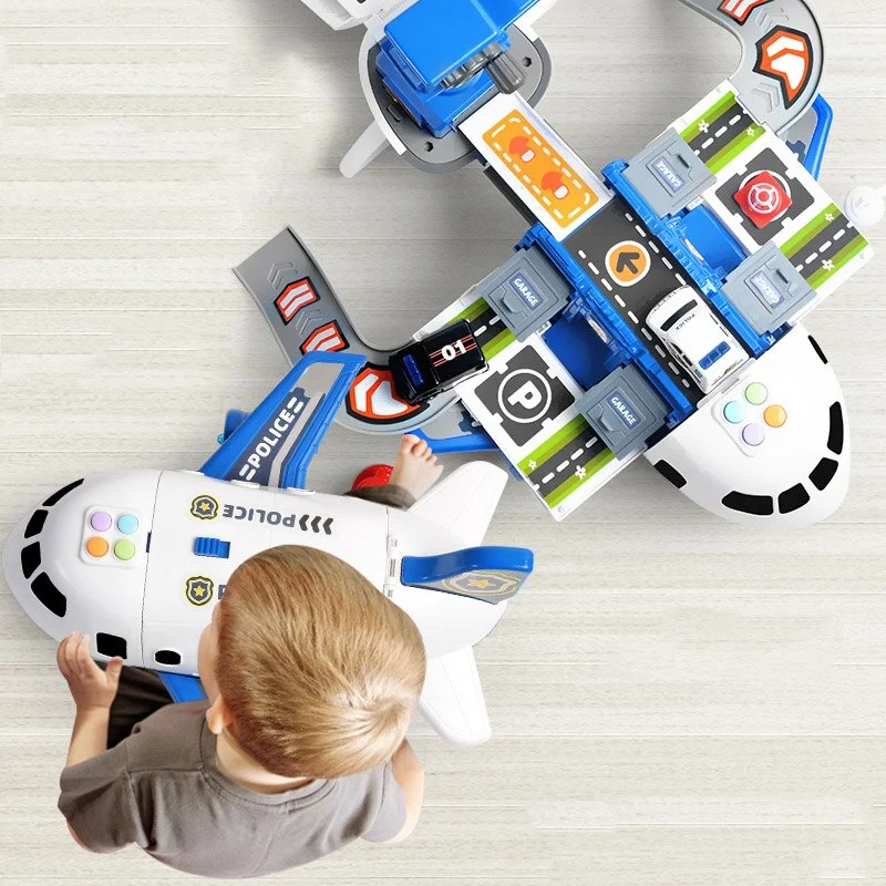 Interactive Transporter Airplane Set with 6 Construction Trucks