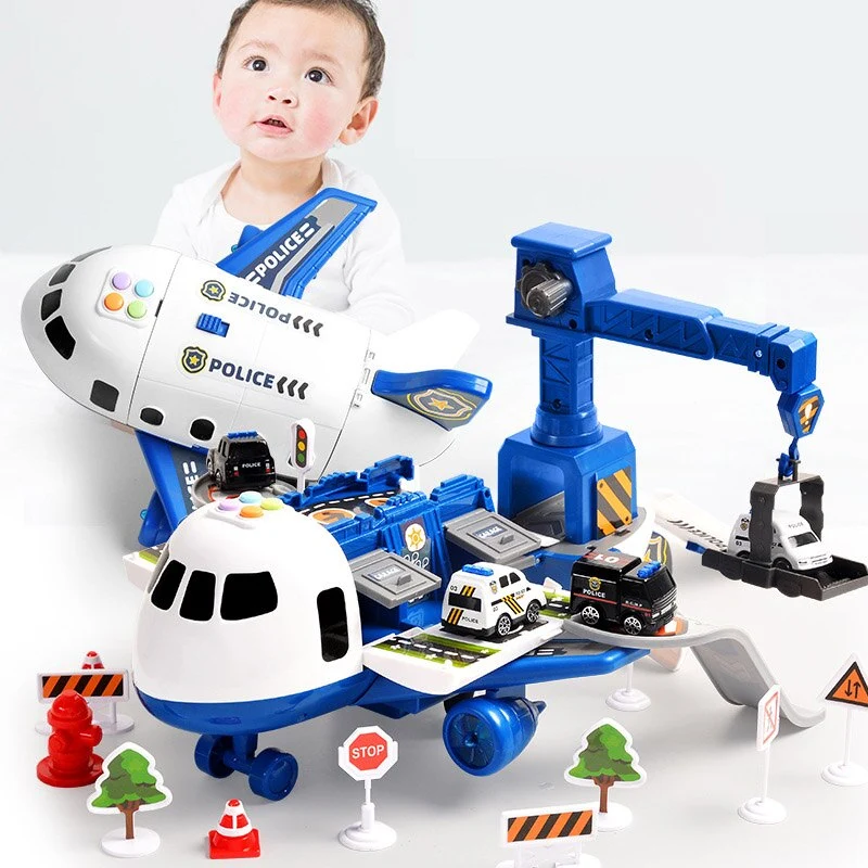Interactive Transporter Airplane Set with 6 Construction Trucks