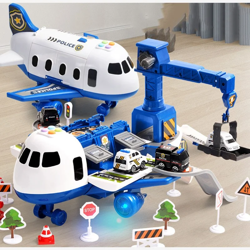 Interactive Transporter Airplane Set with 6 Construction Trucks