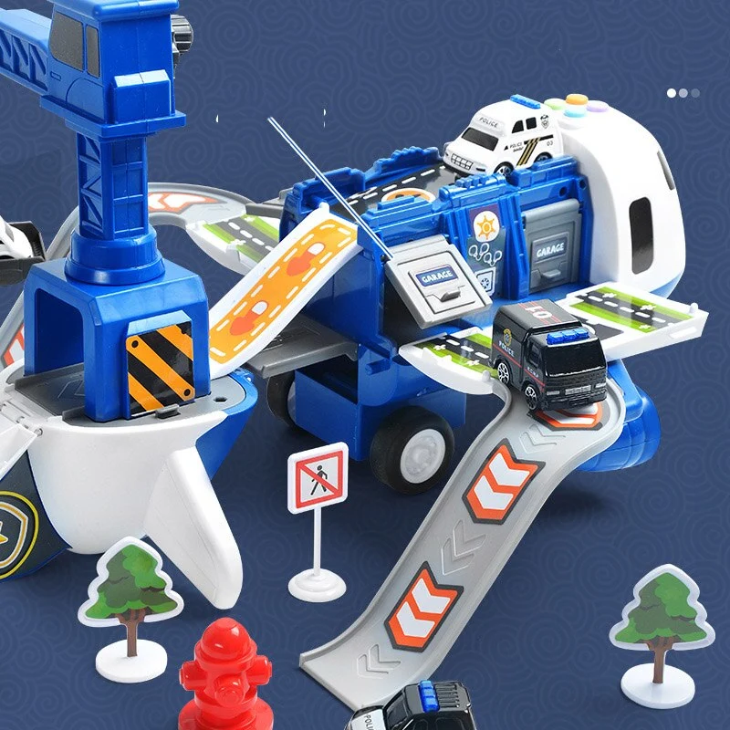 Interactive Transporter Airplane Set with 6 Construction Trucks