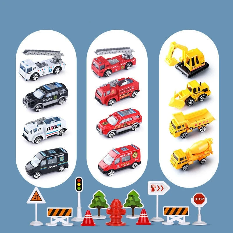 Interactive Transporter Airplane Set with 6 Construction Trucks