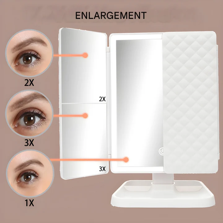 Compact universal LED makeup mirror with three light colors