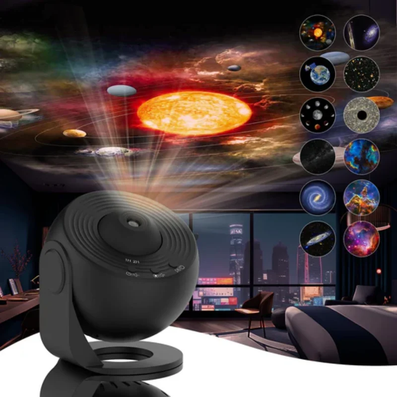 Creative HD 360° projector with galaxy and rotating star light