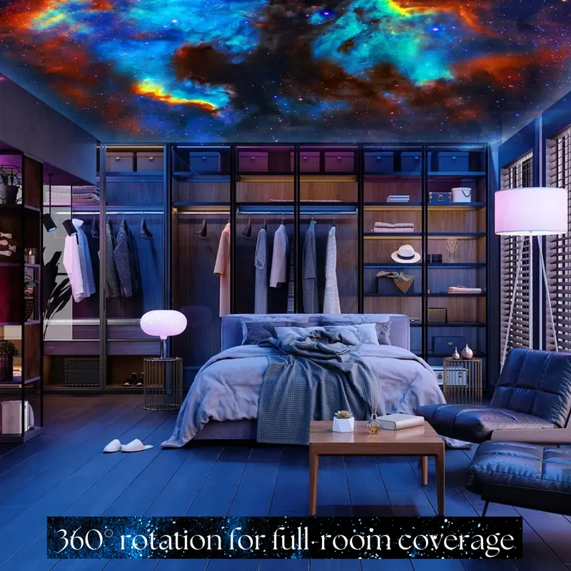 Creative HD 360° projector with galaxy and rotating star light