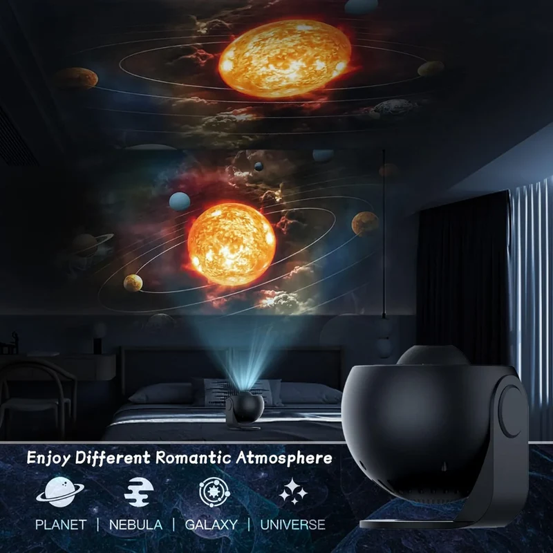 Creative HD 360° projector with galaxy and rotating star light