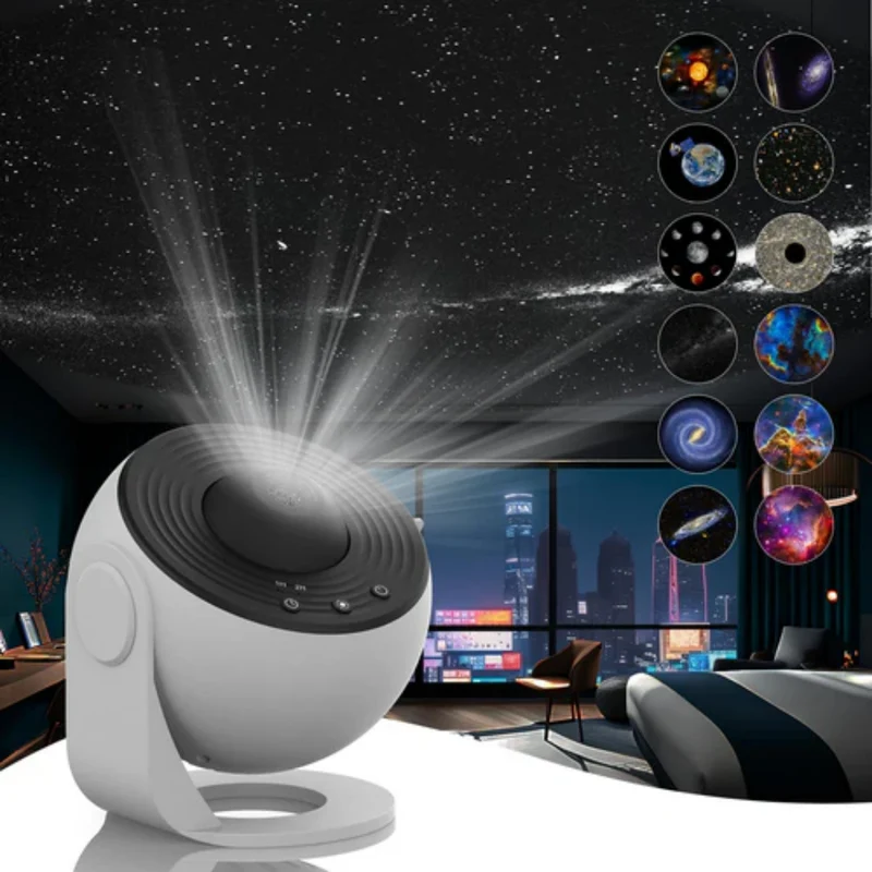 Creative HD 360° projector with galaxy and rotating star light