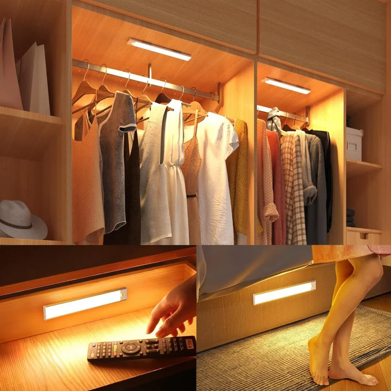 Wireless rechargeable LED lamp with motion sensor - Slim design and magnetic mount