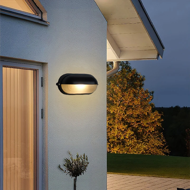 Outdoor industrial bulkhead wall lamp Oval weather-resistant design