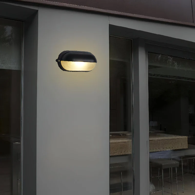 Outdoor industrial bulkhead wall lamp Oval weather-resistant design