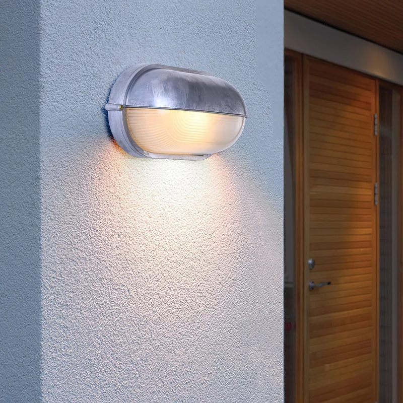 Outdoor industrial bulkhead wall lamp Oval weather-resistant design