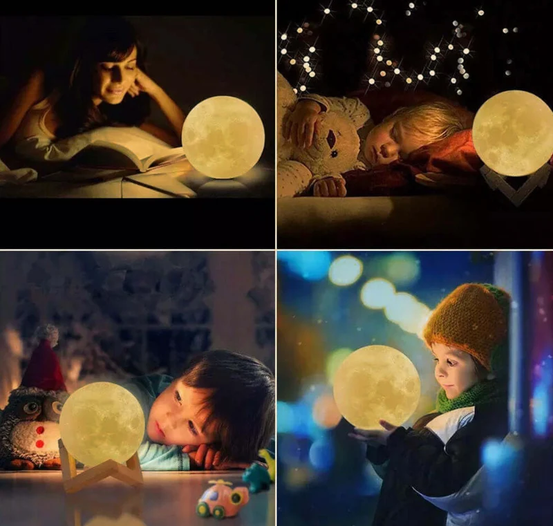 3D Moon Lamp Changing Colors Adjustable Light with Remote Control
