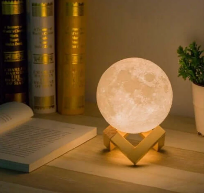 3D lamp with moonlight night light function, color changing, brightness adjustment, and remote control