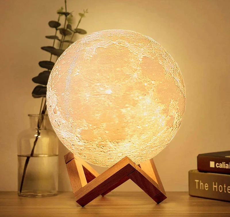 3D lamp with moonlight night light function, color changing, brightness adjustment, and remote control