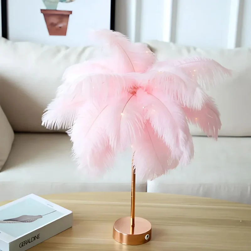 Charming feather palm room lamp with remote control