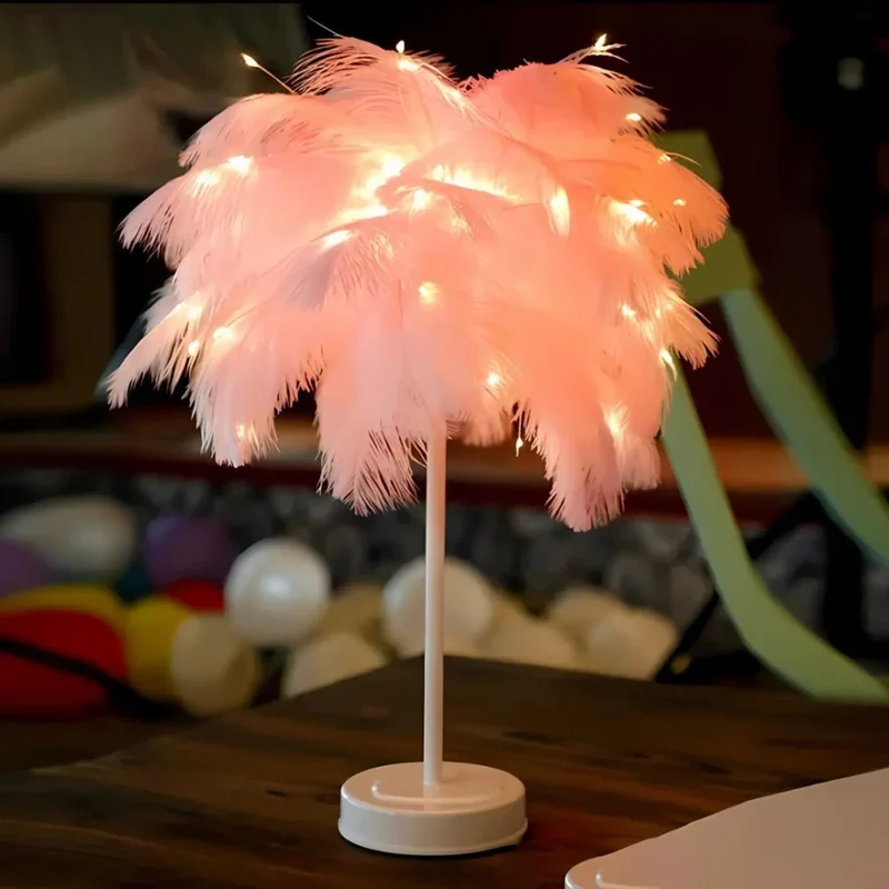 Charming feather palm room lamp with remote control