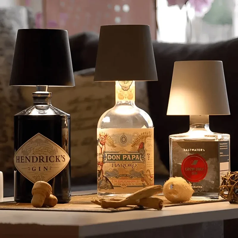 Decorative mood rechargeable LED bottle lamp