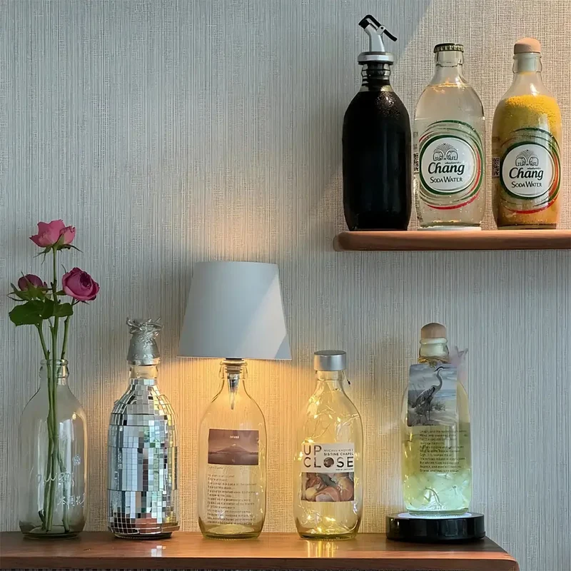 Decorative mood rechargeable LED bottle lamp
