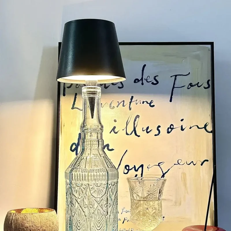 Decorative mood rechargeable LED bottle lamp