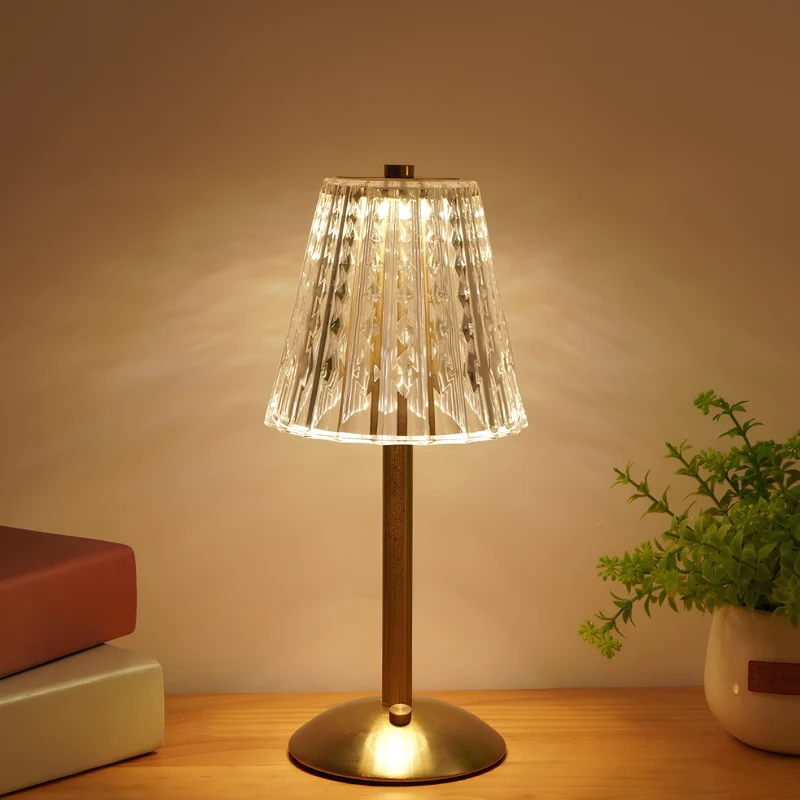 Elegant LED crystal lamp with touch and brightness control
