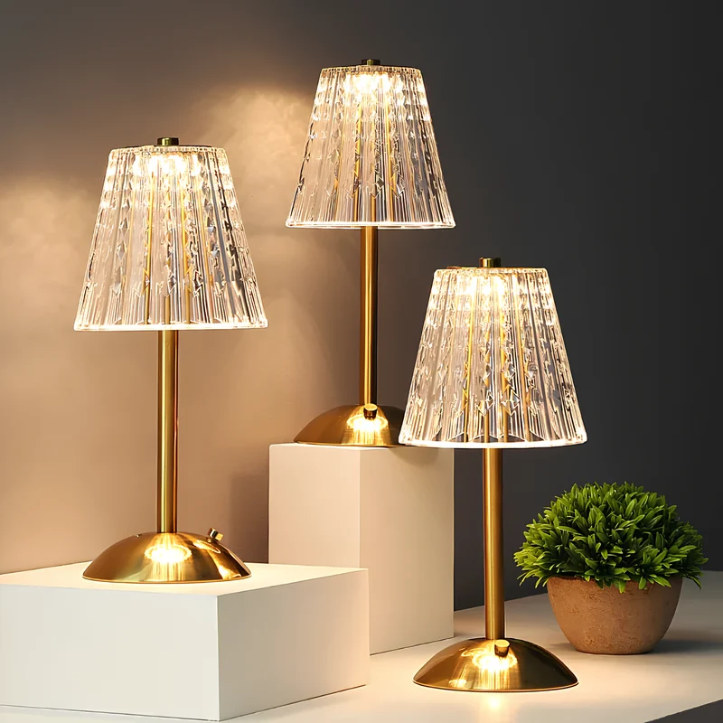 Elegant LED crystal lamp with touch and brightness control