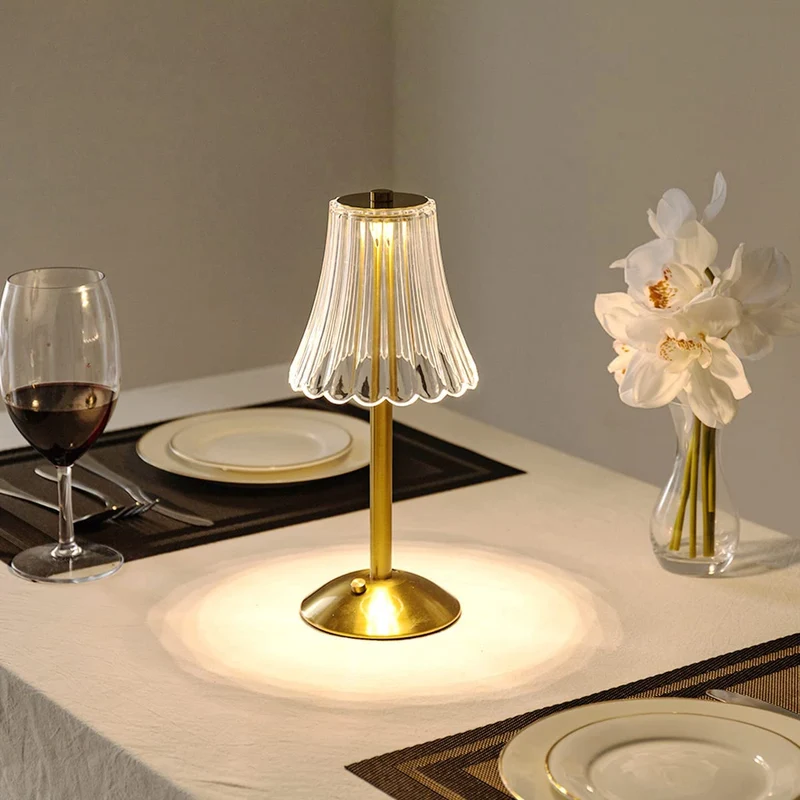 Elegant LED crystal lamp with touch and brightness control