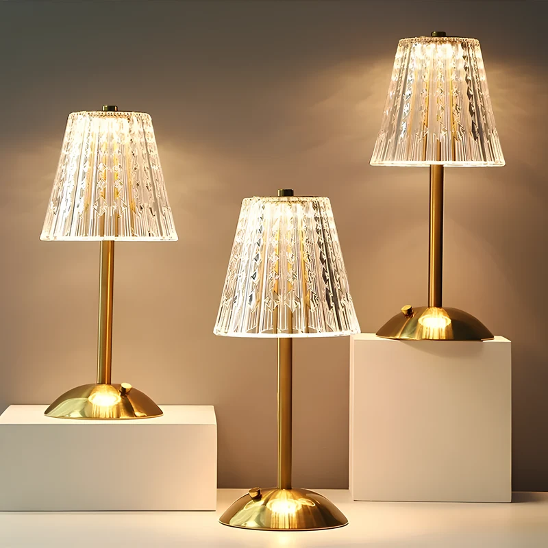 Elegant LED crystal lamp with touch and brightness control