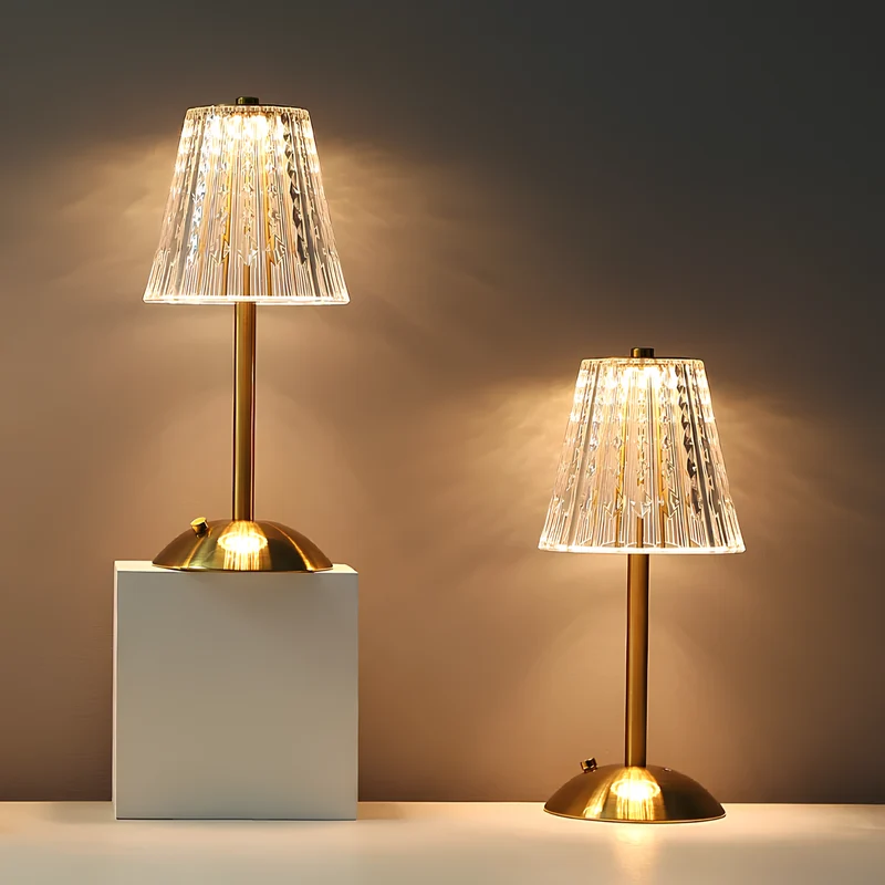 Elegant LED crystal lamp with touch and brightness control