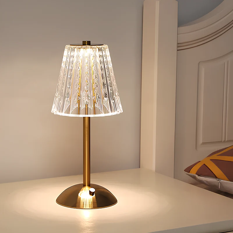Elegant LED crystal lamp with touch and brightness control