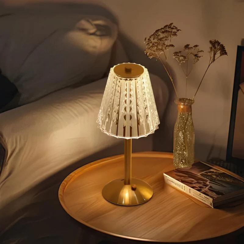 Elegant LED crystal lamp with touch and brightness control
