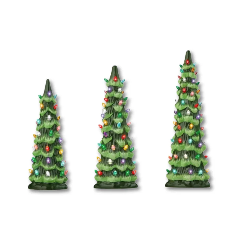 Festive Ceramic Christmas Tree with LED Lights