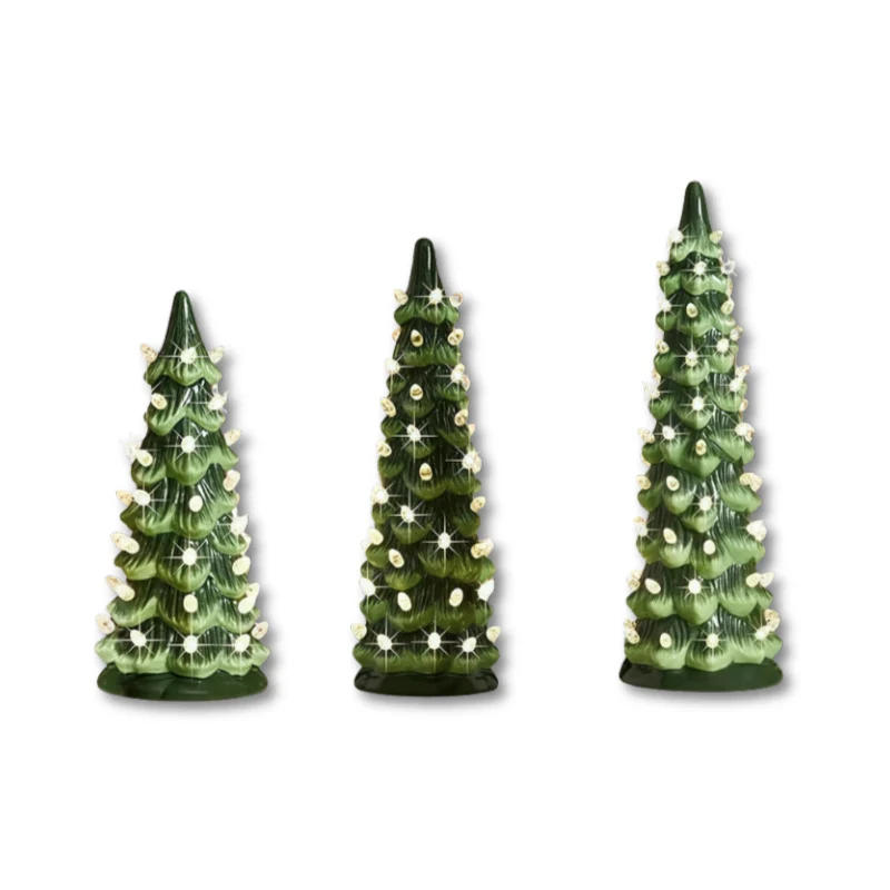 Festive Ceramic Christmas Tree with LED Lights