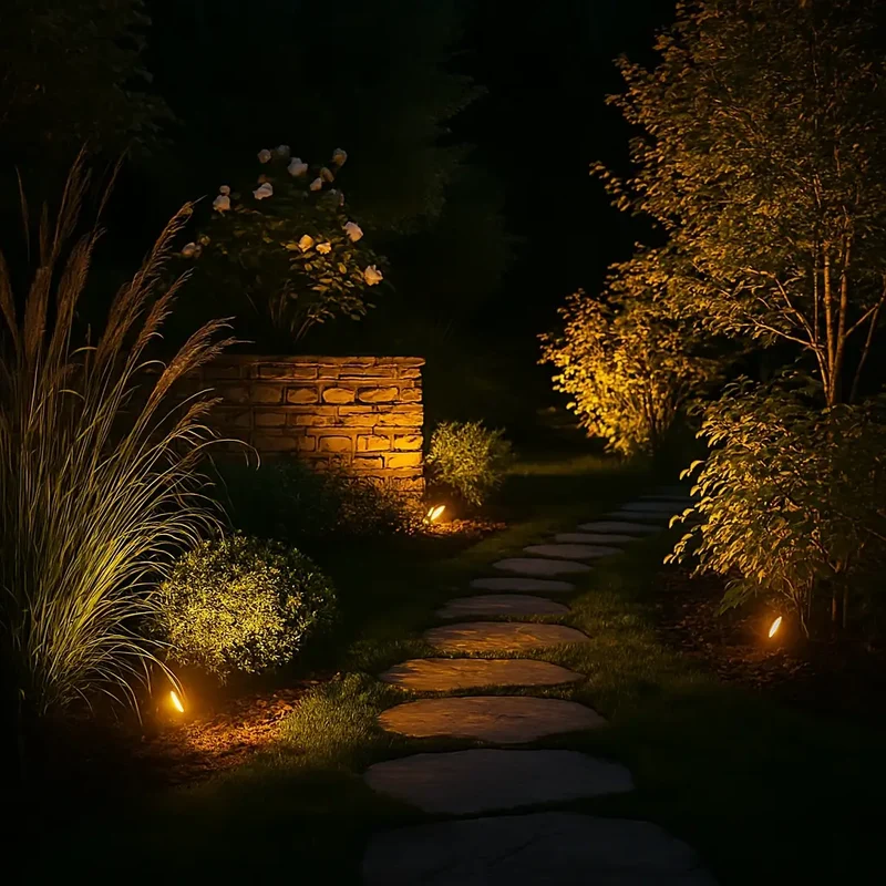 Adjustable solar-powered garden spotlight