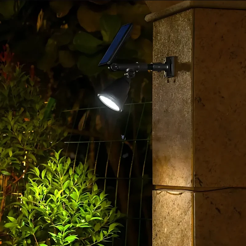 Adjustable solar-powered garden spotlight