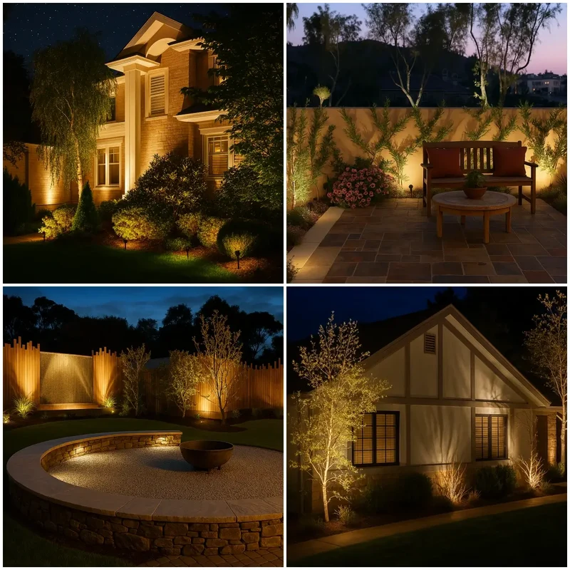 Adjustable solar-powered garden spotlight