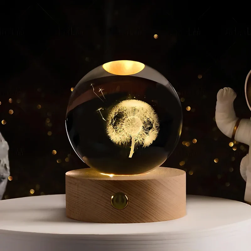 Decorative crystal ball with 3D pattern