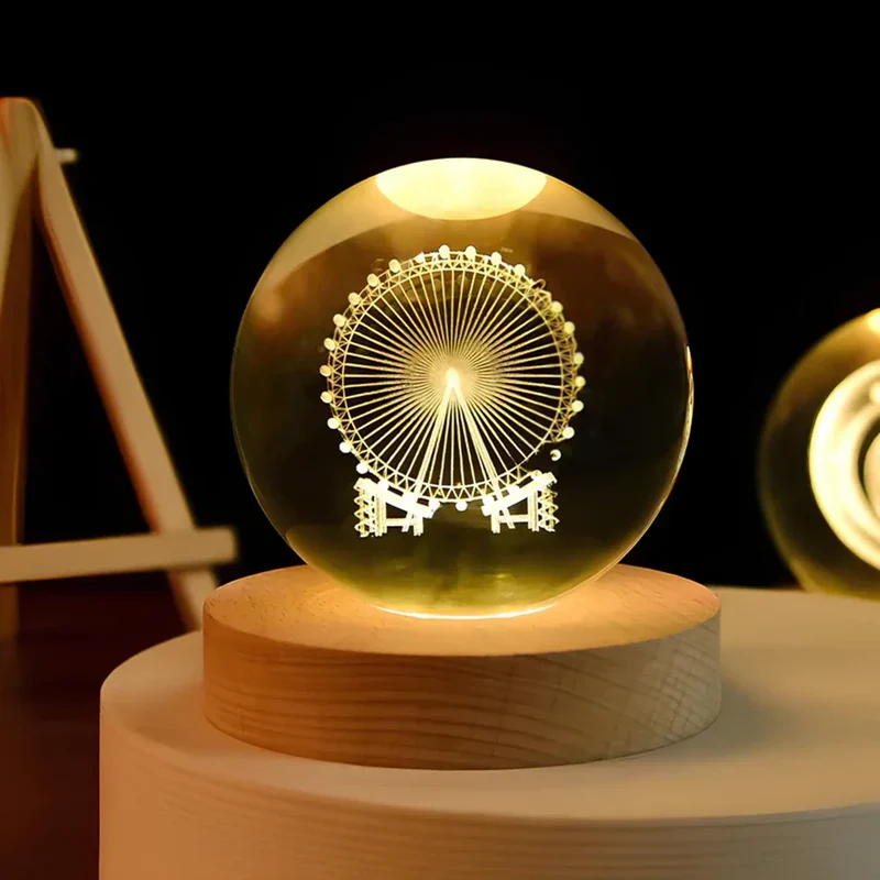 Decorative crystal ball with 3D pattern
