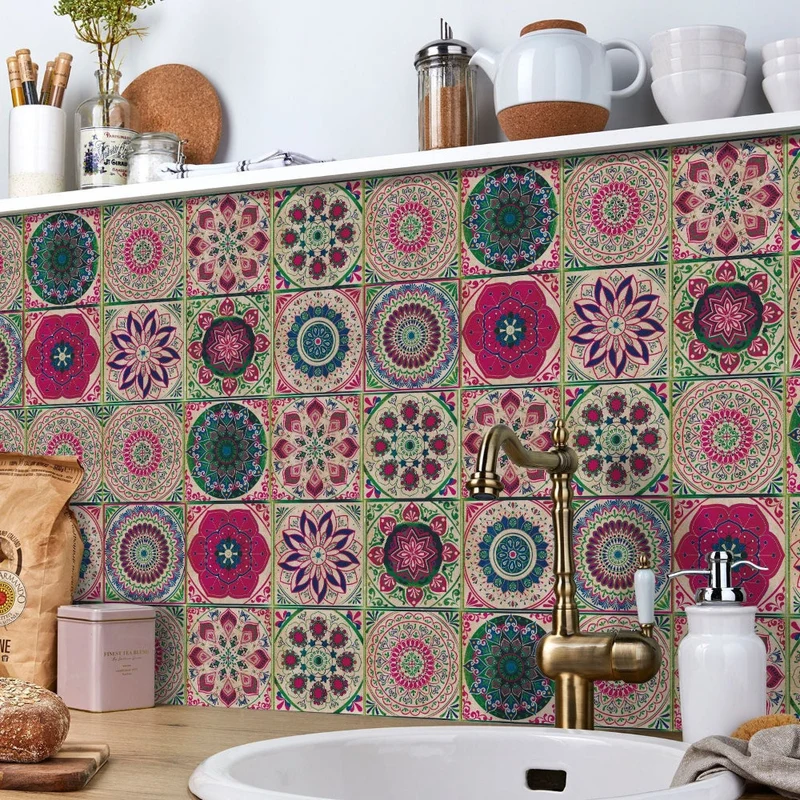 Self-Adhesive Decorative Stickers in European Mandala Tile Style – Set of 24 Designs