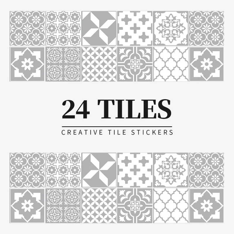 Self-Adhesive Decorative Stickers in European Mandala Tile Style – Set of 24 Designs