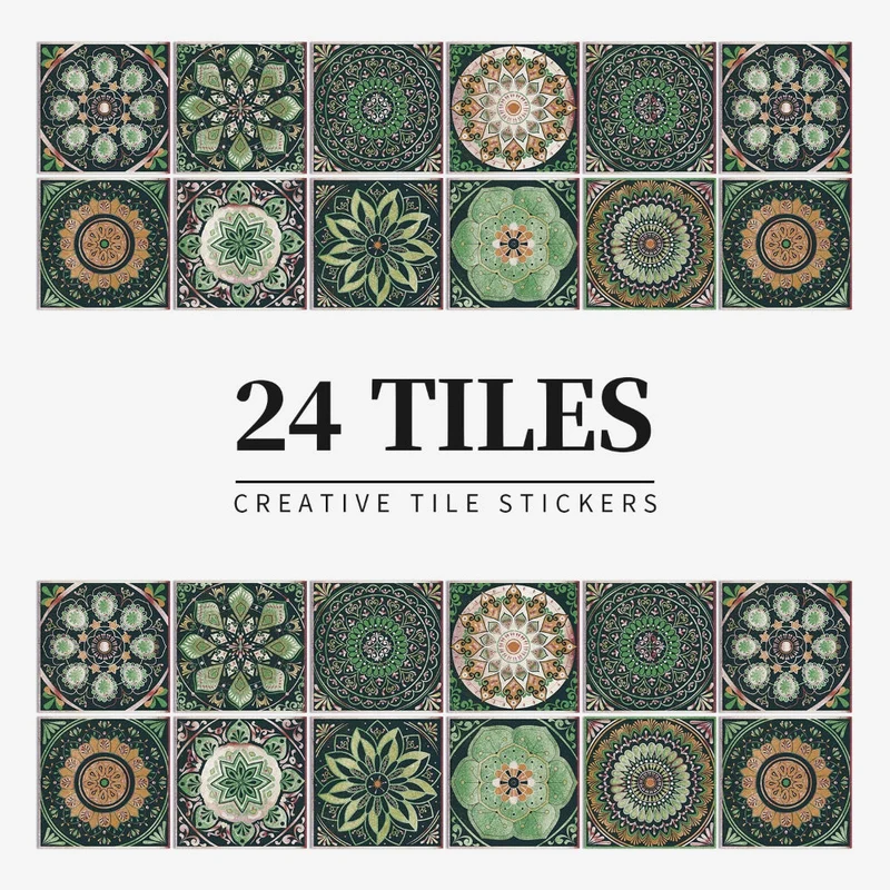 Self-Adhesive Decorative Stickers in European Mandala Tile Style – Set of 24 Designs
