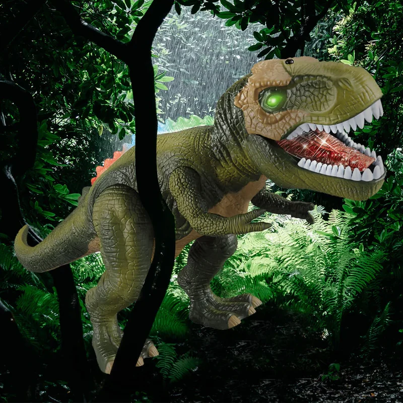 Realistic roaring dinosaur with LED light