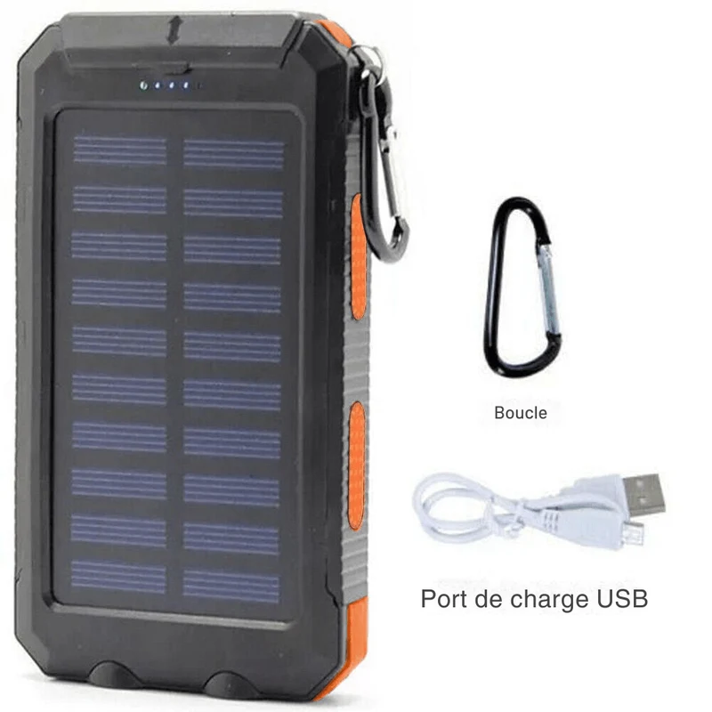 Batterie Externe Solaire Étanche Antichoc 10 000 mAh | Recharge Solaire