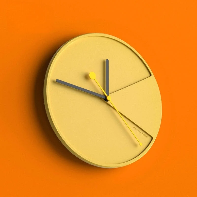 Horloge Murale 3D - Ciment Jaune - Design Moderne