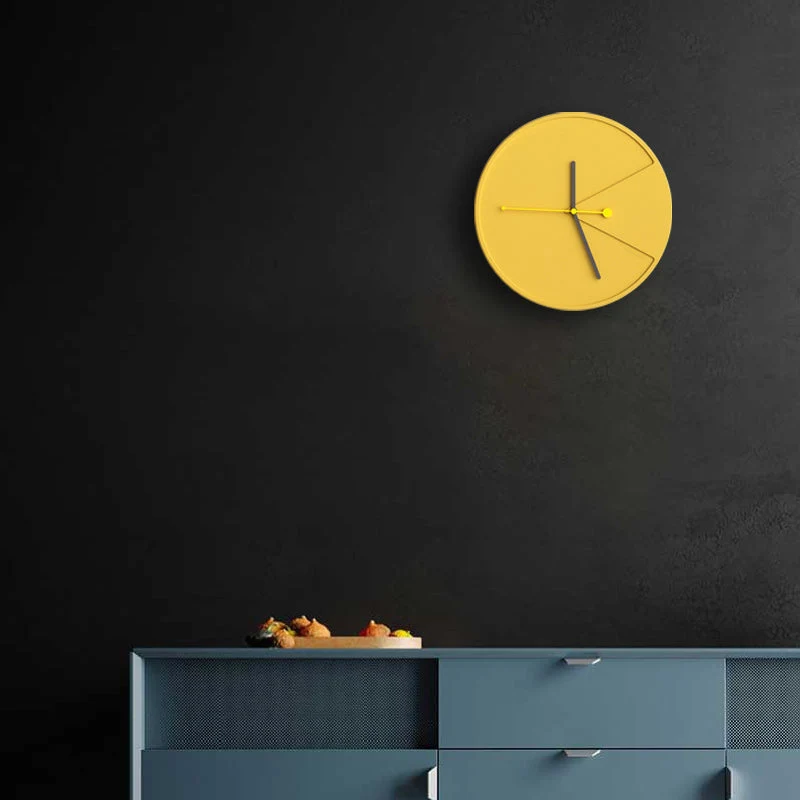 Horloge Murale 3D - Ciment Jaune - Design Moderne