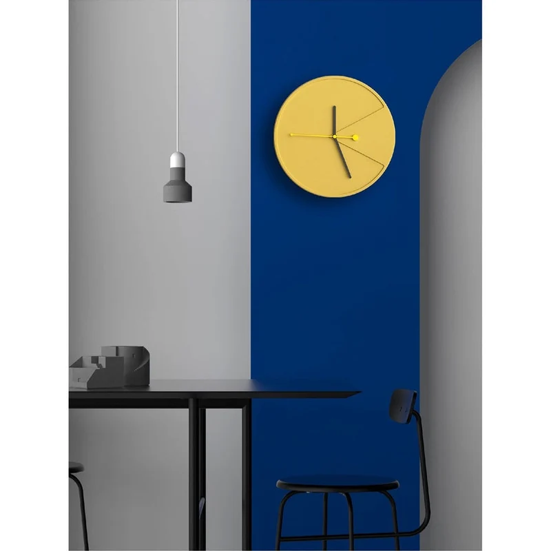 Horloge Murale 3D - Ciment Jaune - Design Moderne