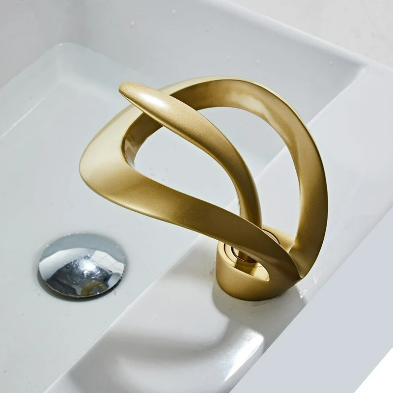Robinet Cascade Luxe - Laiton Doré Brossé - Salle de Bain