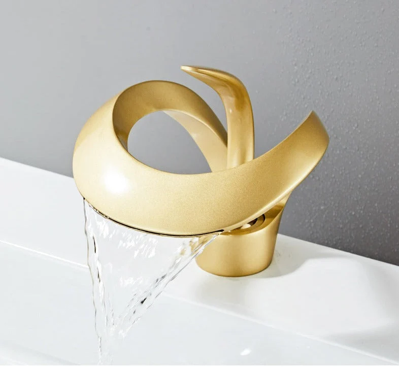 Robinet Cascade Luxe - Laiton Doré Brossé - Salle de Bain