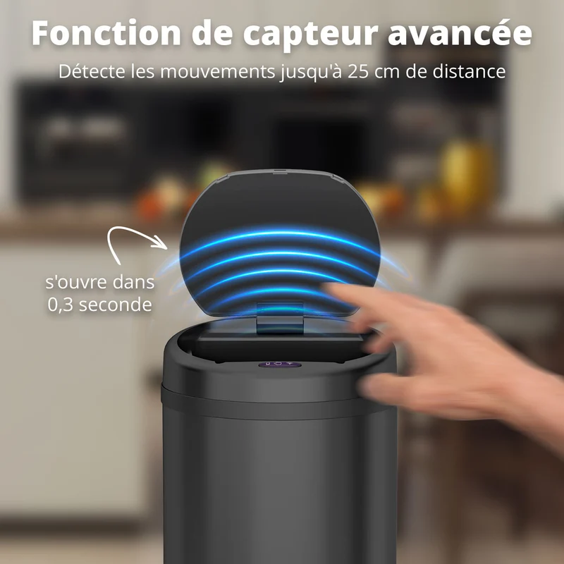 Poubelle 50 L automatique noire